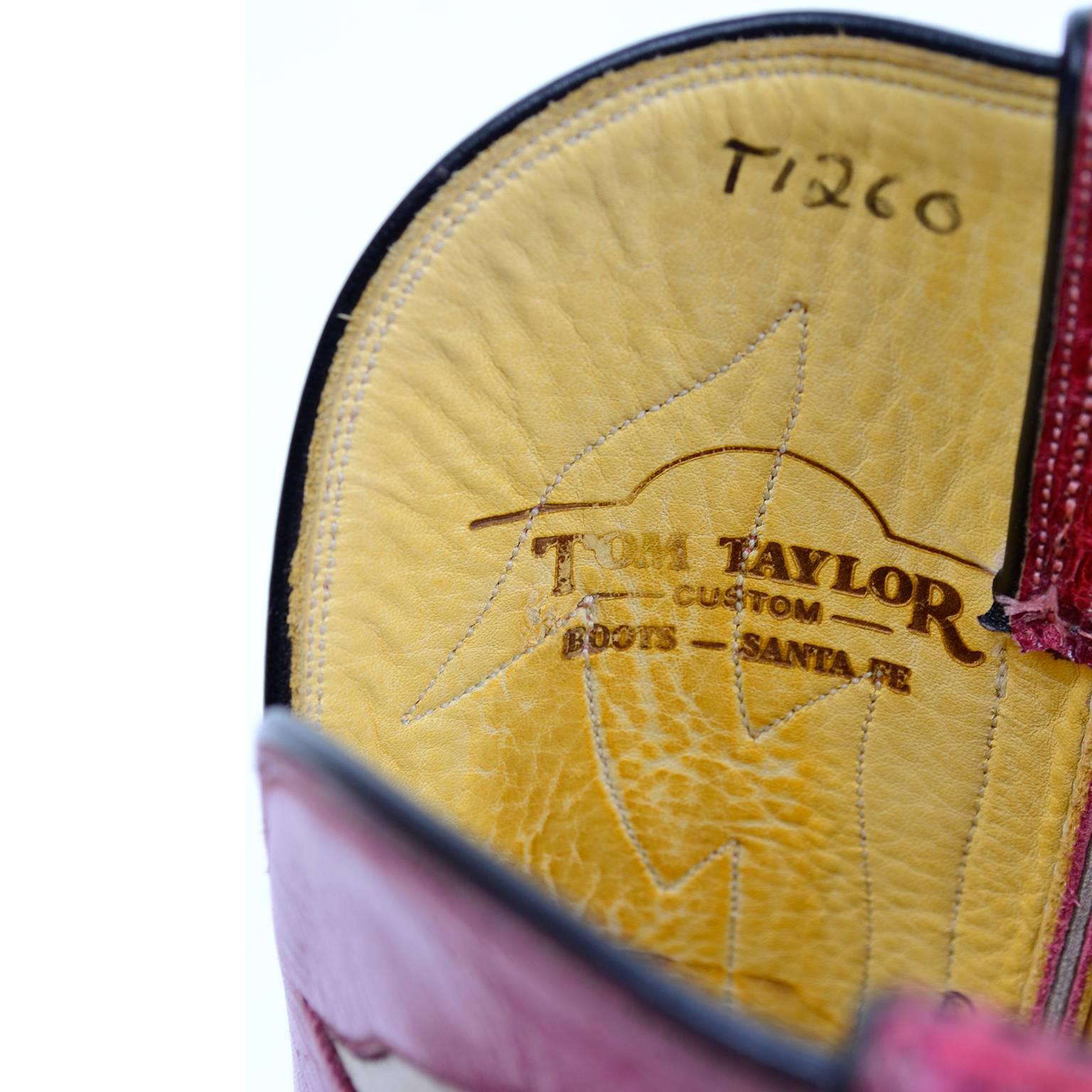 Vintage Tom Taylor Pink Cowboy Boots Santa Fe Custom Leather & Snakeskin 7 3