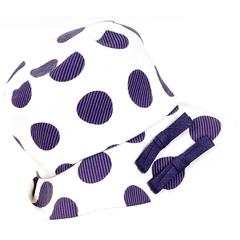 Josie 1960s Mod Vintage Hat White With Navy Blue Polka Dots