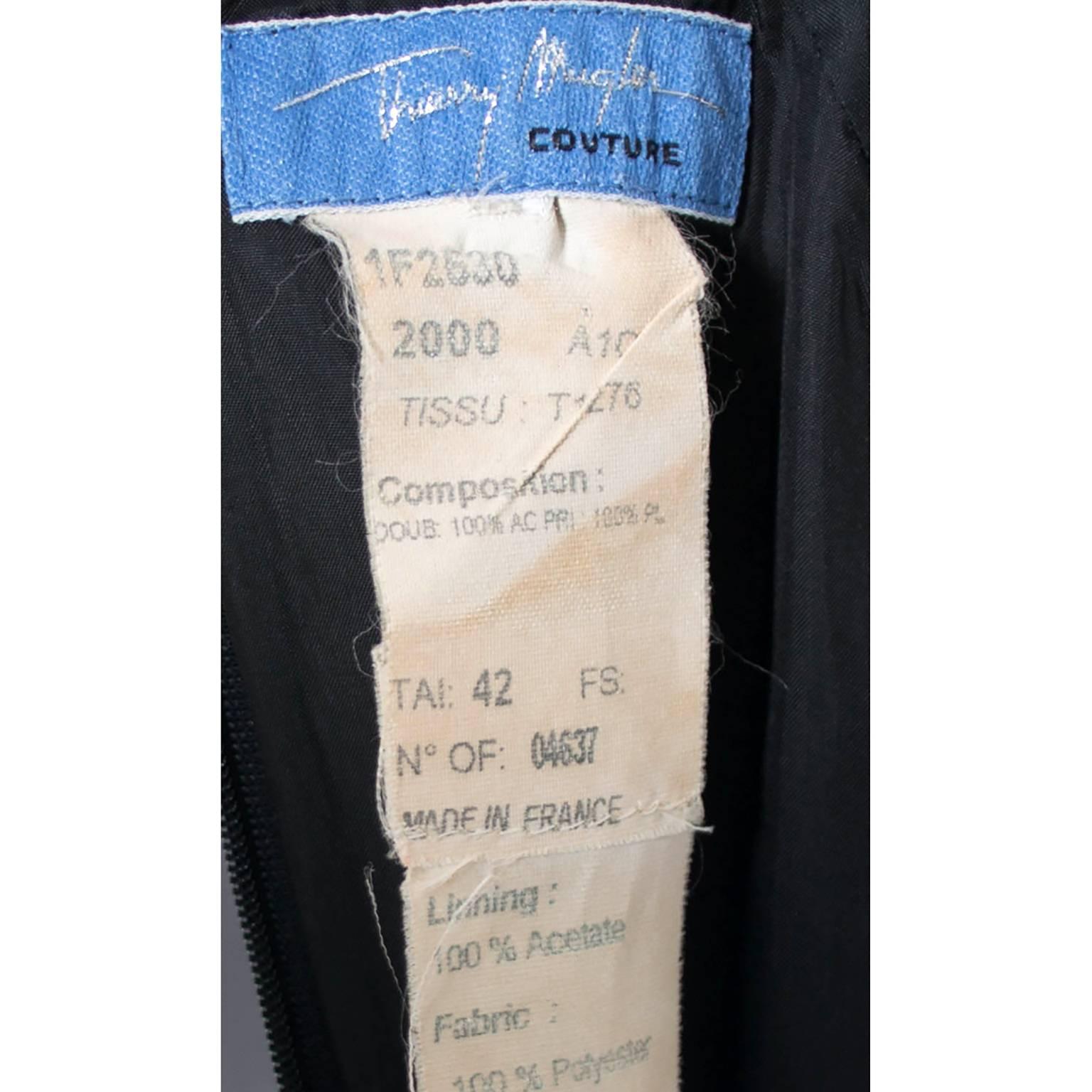 Vintage Thierry Mugler Couture Black Cold Shoulder Dress 2