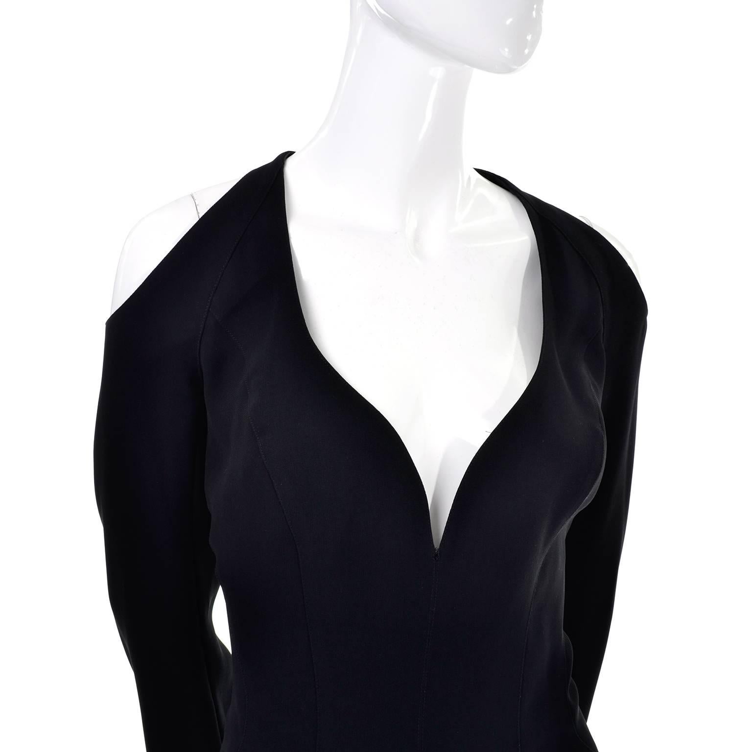 Women's Vintage Thierry Mugler Couture Black Cold Shoulder Dress