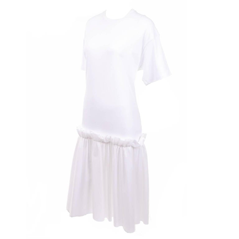 Simone Rocha Ikram White Cotton T Shirt Dress With Tulle Overlay And Ruffles For Sale At 1stdibs White Cotton Shirtdress White Tulle Overlay T Shirt Dress Simone Rocha Dress