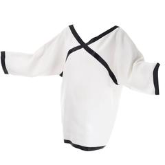 Isaac Mizrahi S/S 1990 Vintage White Linen Tunic Dress w/ Black Satin Trim