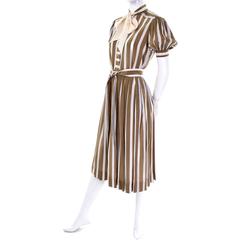 Albert Nipon Silk Striped Vintage 2 pc. Dress With Bow