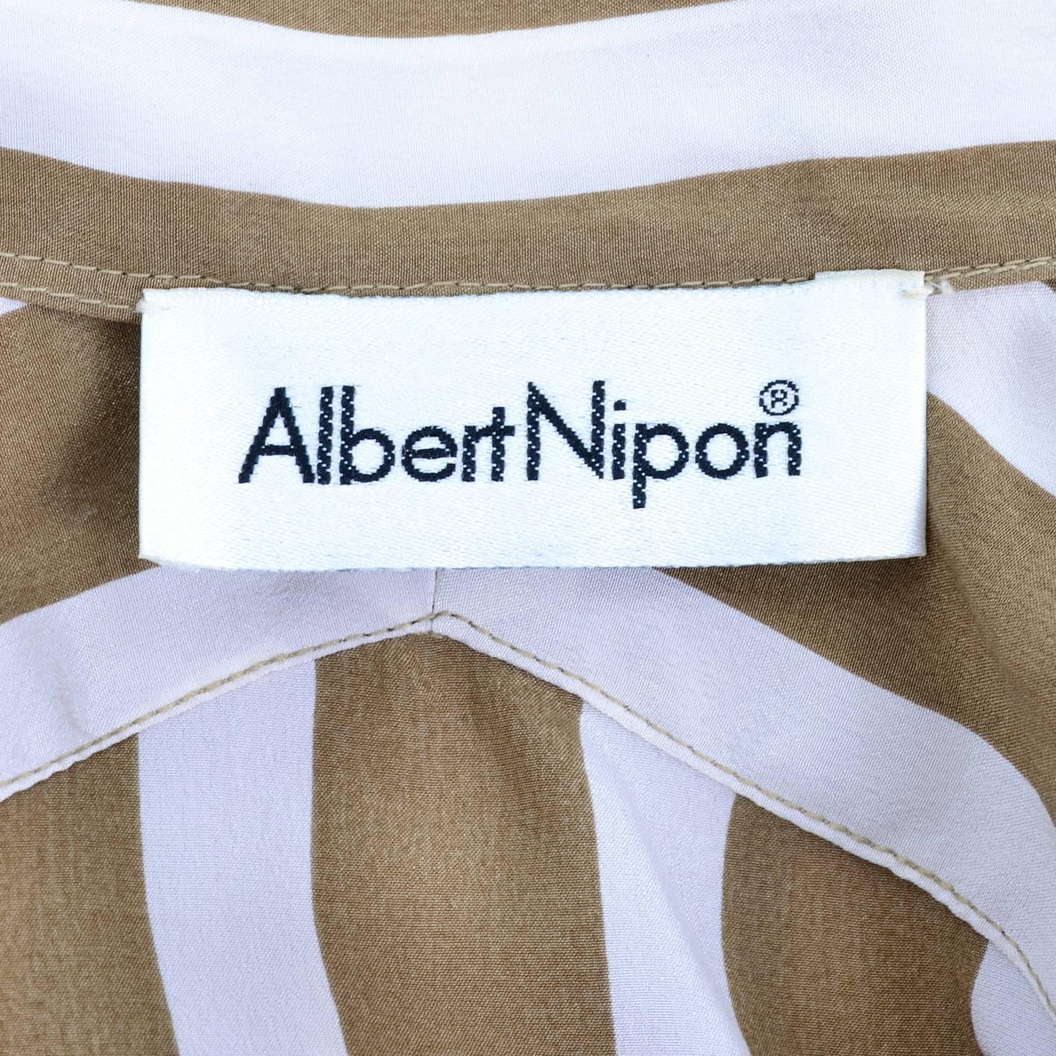 Albert Nipon Gestreifte Seide Vintage 2 Teile. Kleid mit Schleife im Angebot 1