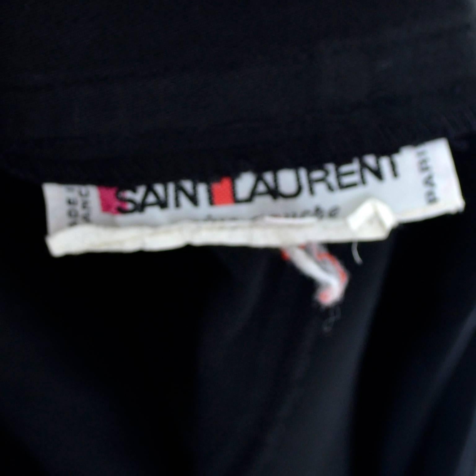 Women's 1980s Yves Saint Laurent Black Cotton 2 pc Dress with White Ruffled Collar