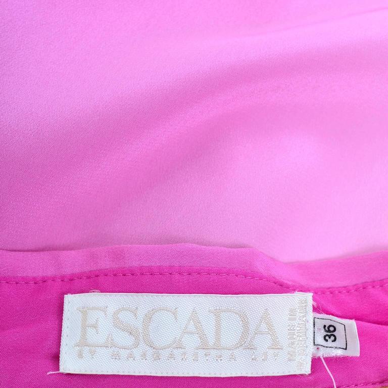 Escada Vintage Silk Yellow & Pink Color Block Blouse With Ombre Back 4