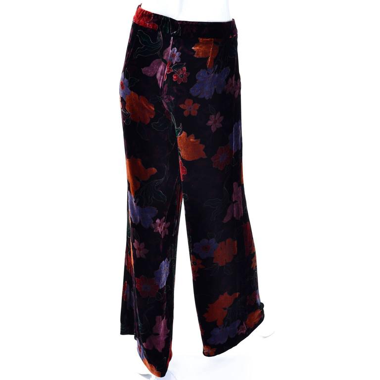 Luxe Etro Floral Silk Rayon Velvet Fall Winter Pants For Sale at