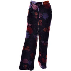 Luxe Etro Floral Silk Rayon Velvet Fall Winter Pants