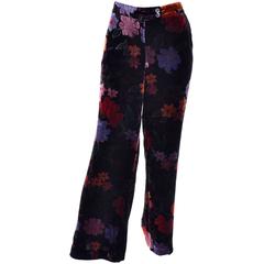 Luxe Etro Floral Silk Rayon Velvet Fall Winter Pants 10