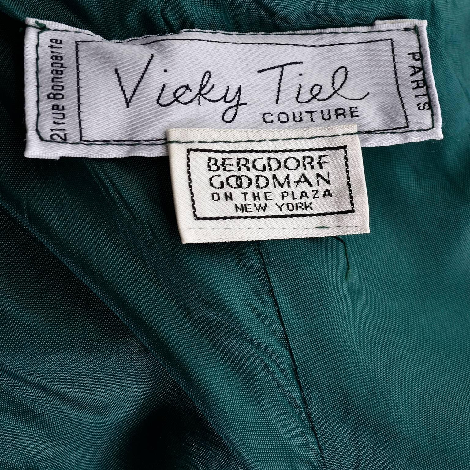 1980er Jahre Vicky Tiel Couture Bergdorf Goodman Grünes Sweetheart Bodice Abendkleid mit Mieder im Angebot 5