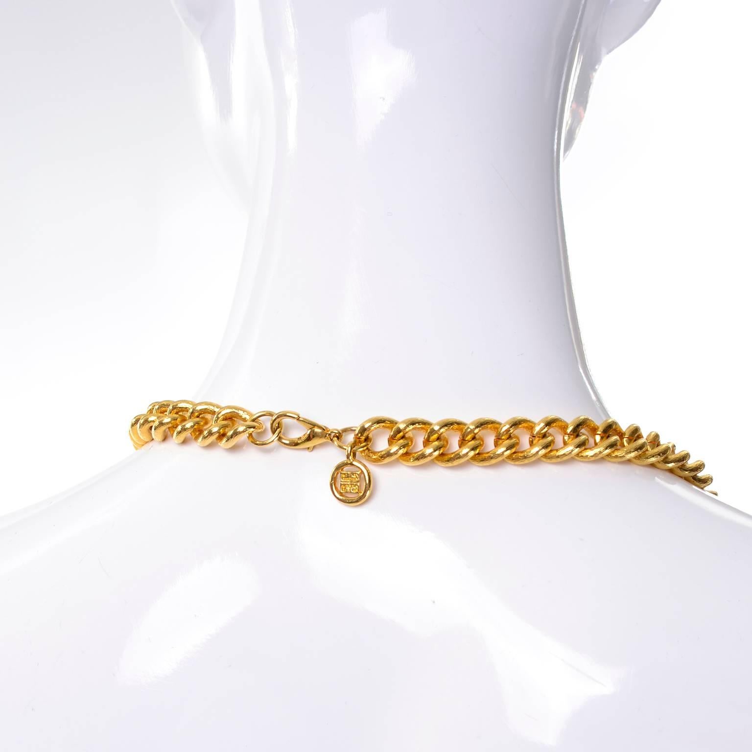 Givenchy Heavy Gold Link Chain Vintage Necklace In Excellent Condition In Portland, OR