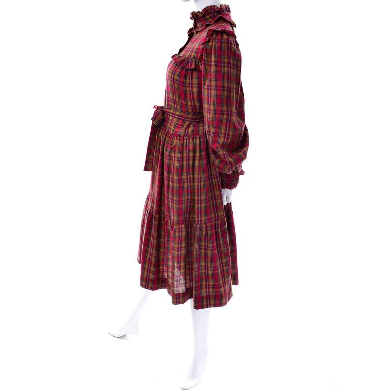 1978 Yves Saint Laurent YSL Plaid Ruffled Documented Peasant Prairie