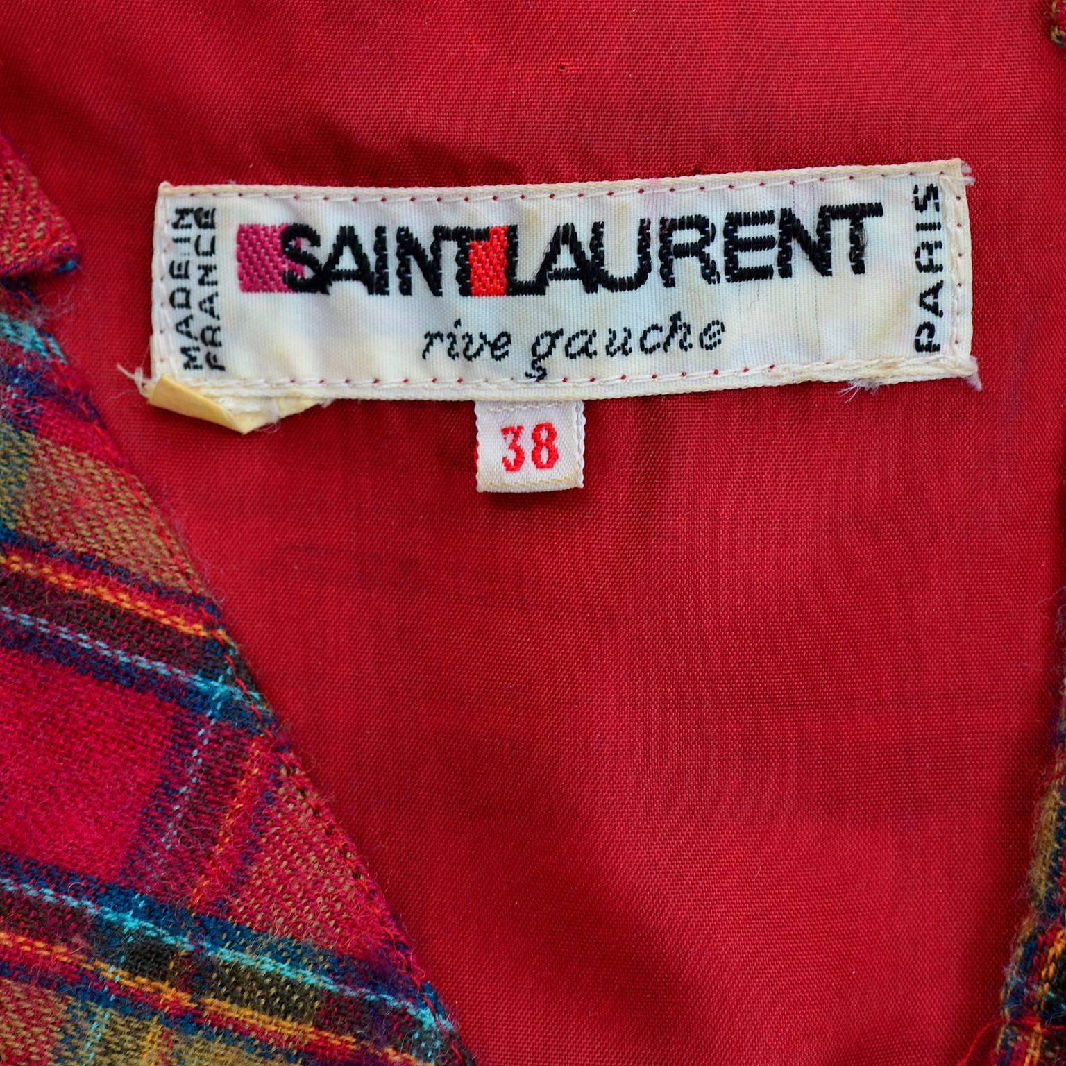 1978 Yves Saint Laurent YSL Plaid Ruffled Documented Peasant Prairie Dress  2