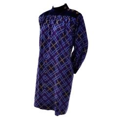 Yves Saint Laurent Wool and Velvet Fall Winter Vintage Plaid Dress 4