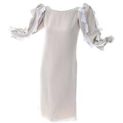 1970s Vintage Michael Novarese Crepe Dress With Guipure Lace Trim 6