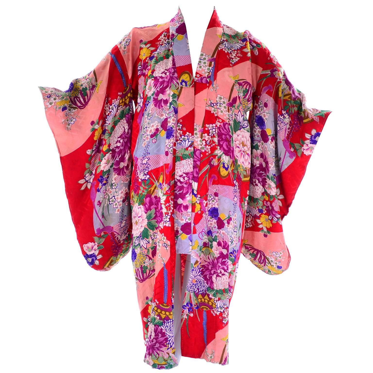 floral silk robe