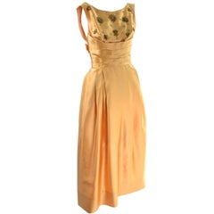 Will Steinman Vintage Gold Beaded Formal Evening Gown Dress w/ Shelf Bust XS