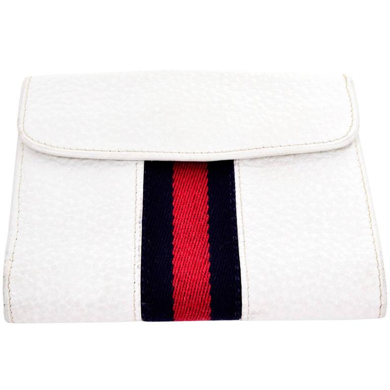 1970s Vintage White leather Gucci Wallet Horse Bit Clasp at 1stdibs