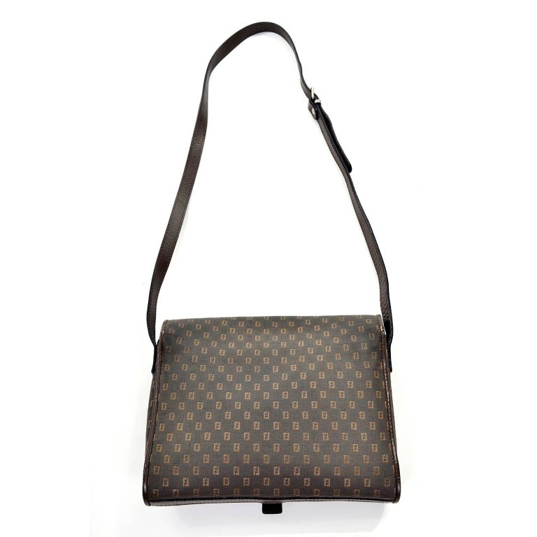Vintage Fendi Sas Canvas And Leather Logo Handbag W Adjustable Shoulder Strap At 1stdibs