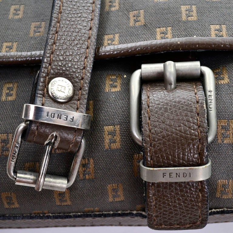Vintage Fendi SAS Canvas and Leather Logo Handbag w Adjustable Shoulder ...