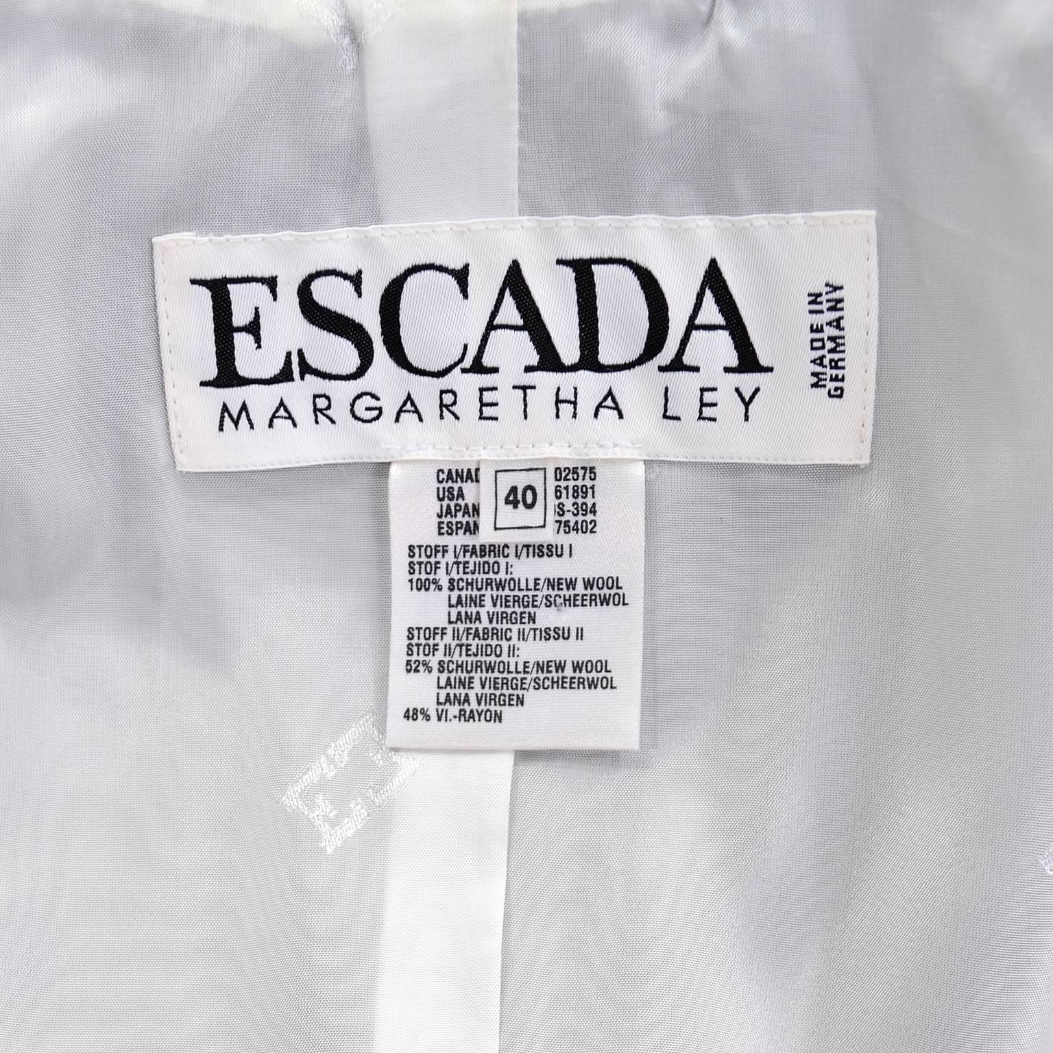Margaretha Ley Escada Vintage Black Check Wool Blazer Jacket in Size 40 1