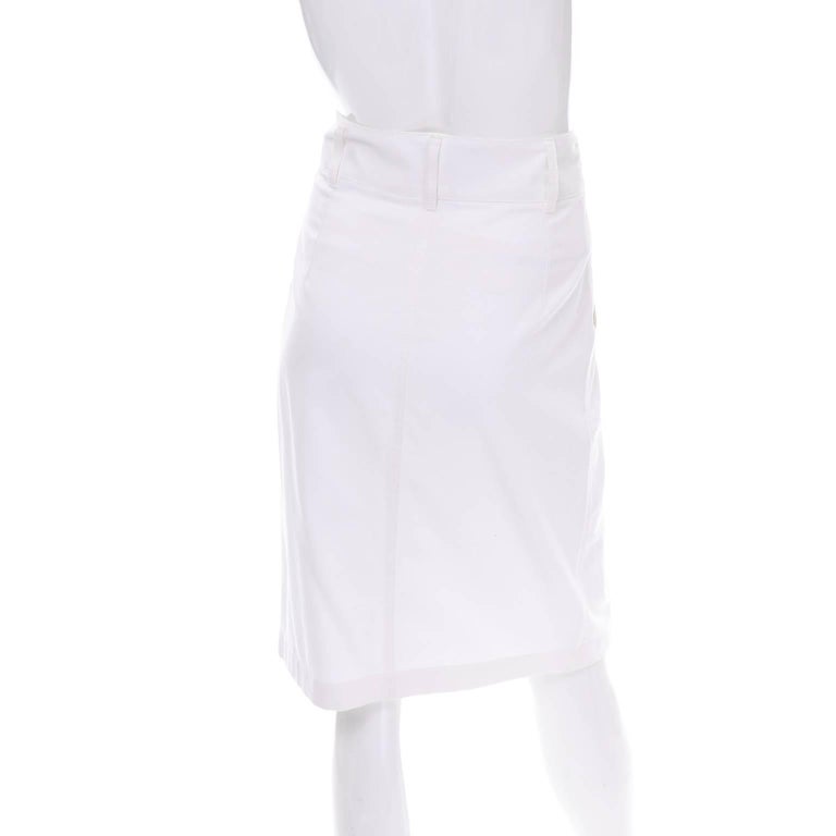 Dolce and Gabbana White Cotton Denim Pencil Skirt W/ Exposed Zipper ...