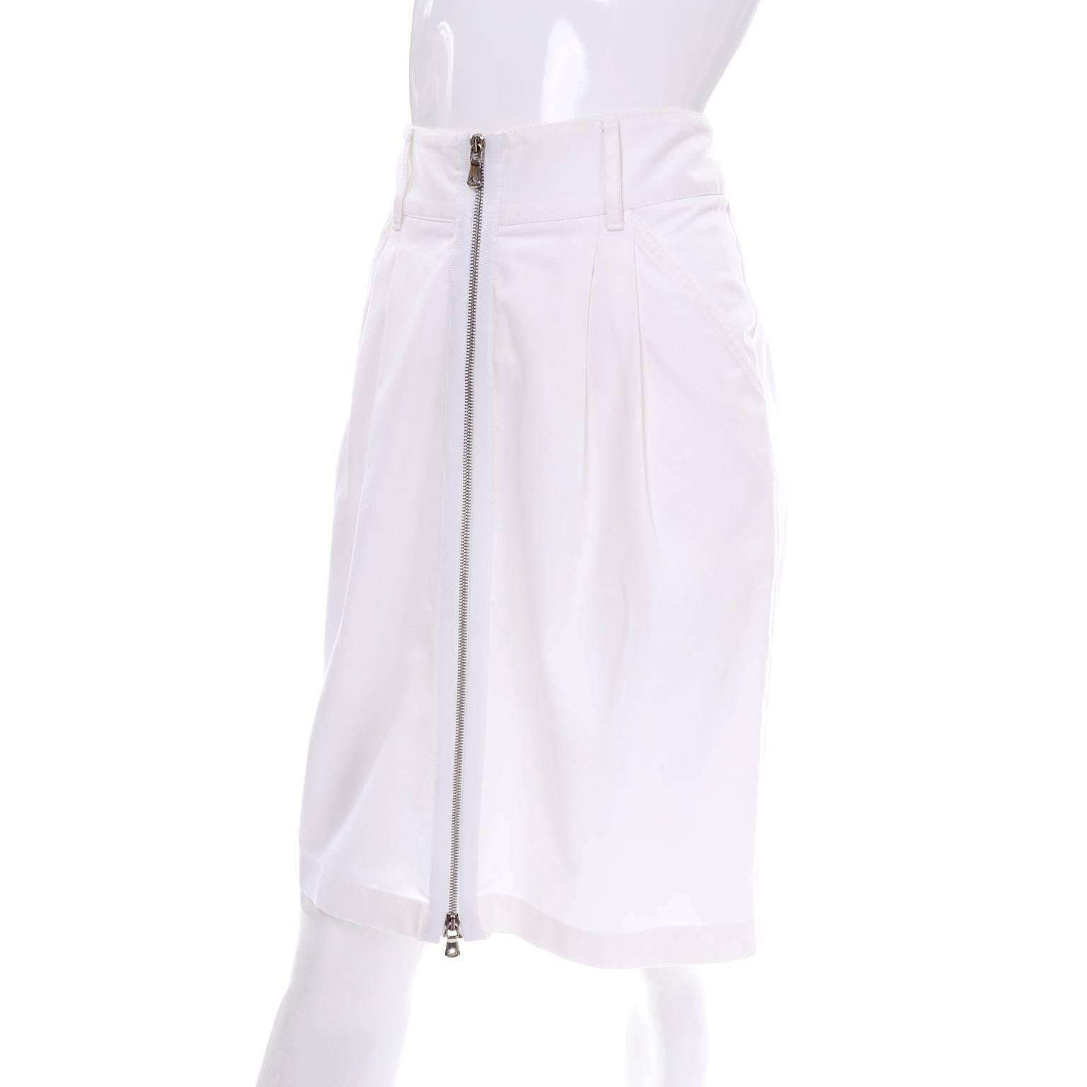 white cotton pencil skirt