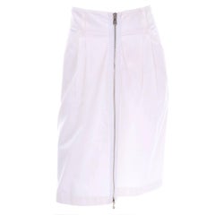 Retro Dolce & Gabbana White Cotton Denim Pencil Skirt W/ Exposed Zipper Size 6