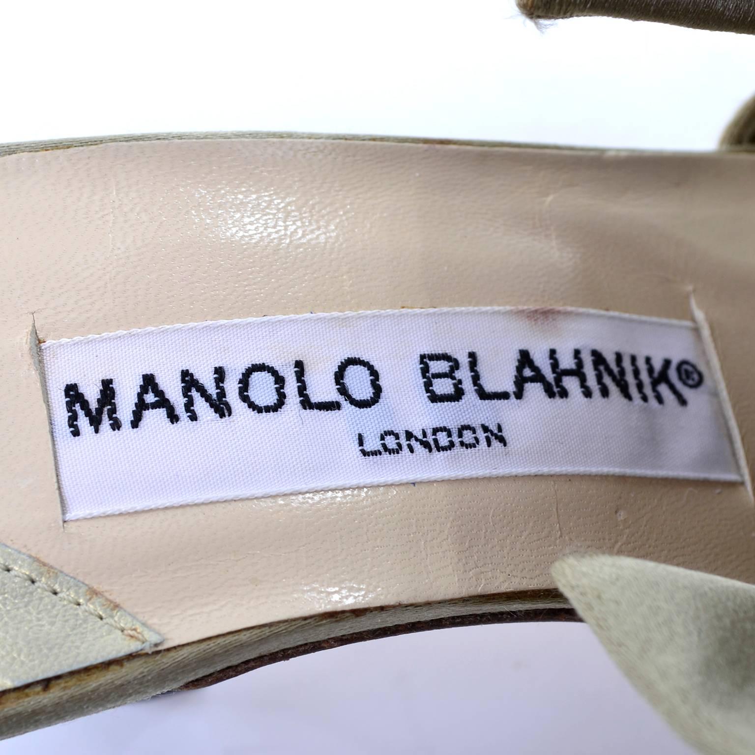 Rare 1980s Manolo Blahnik London Shoes Vintage Ruffled Satin Bow Mules Unworn 39 2
