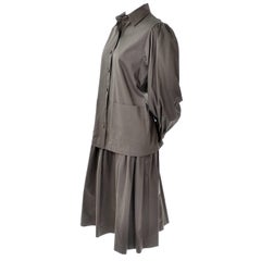 YSL Yves Saint Laurent Vintage Olive Khaki Skirt & Jacket Safari Inspired Suit