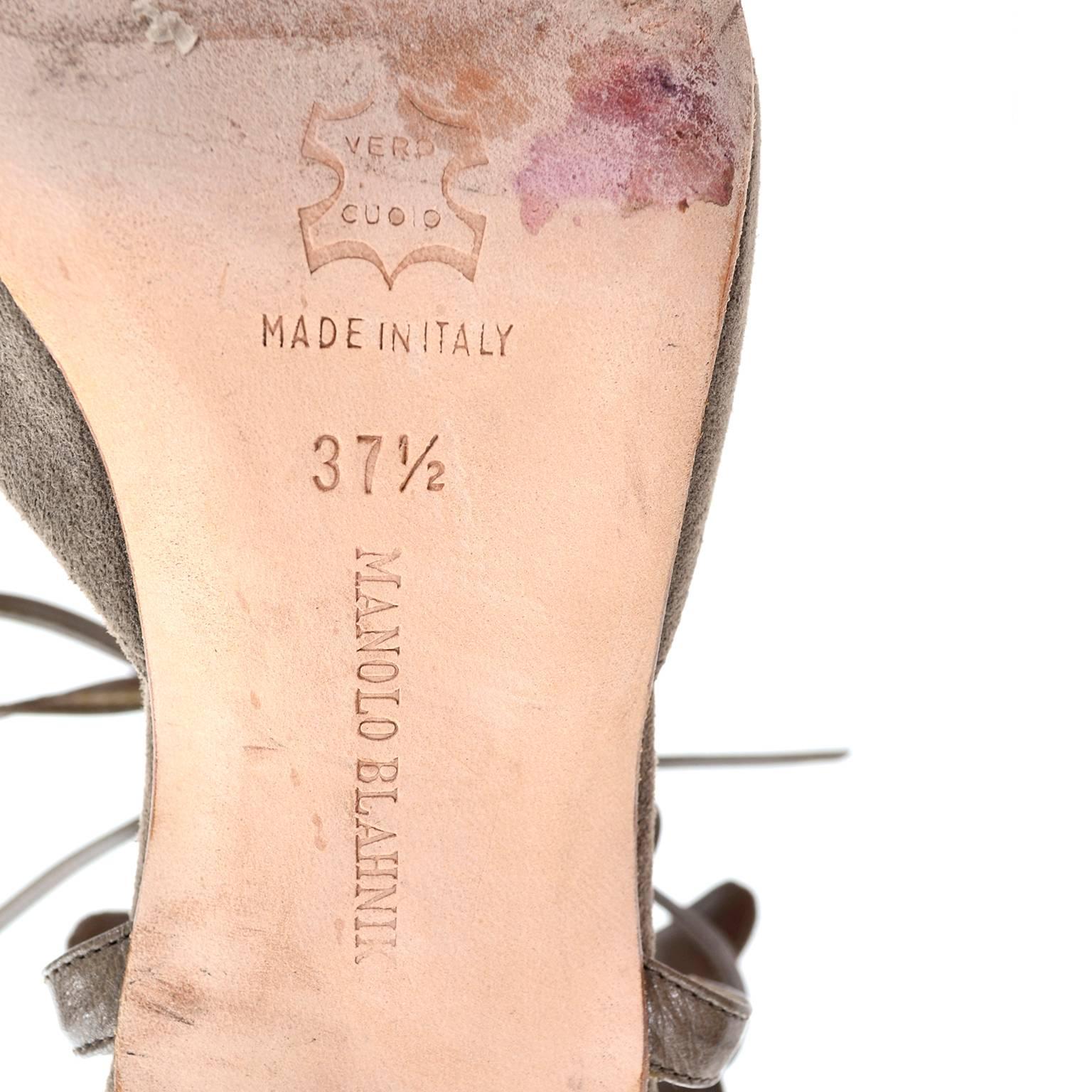 Manolo Blahnik Vintage Wildleder Schuhe mit Leder-Knöchelriemen Größe 37,5 im Angebot 3