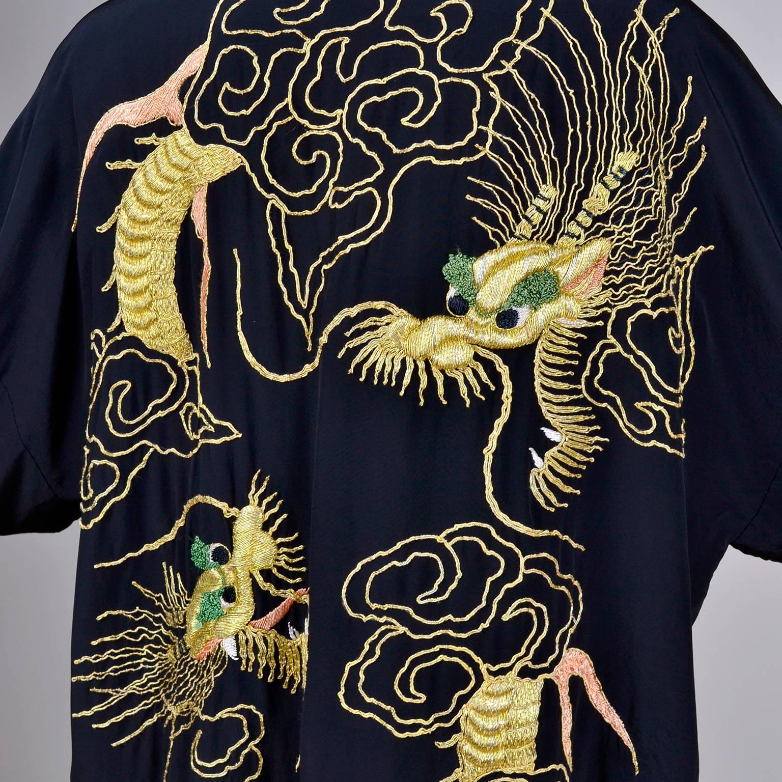 black and gold dragon kimono