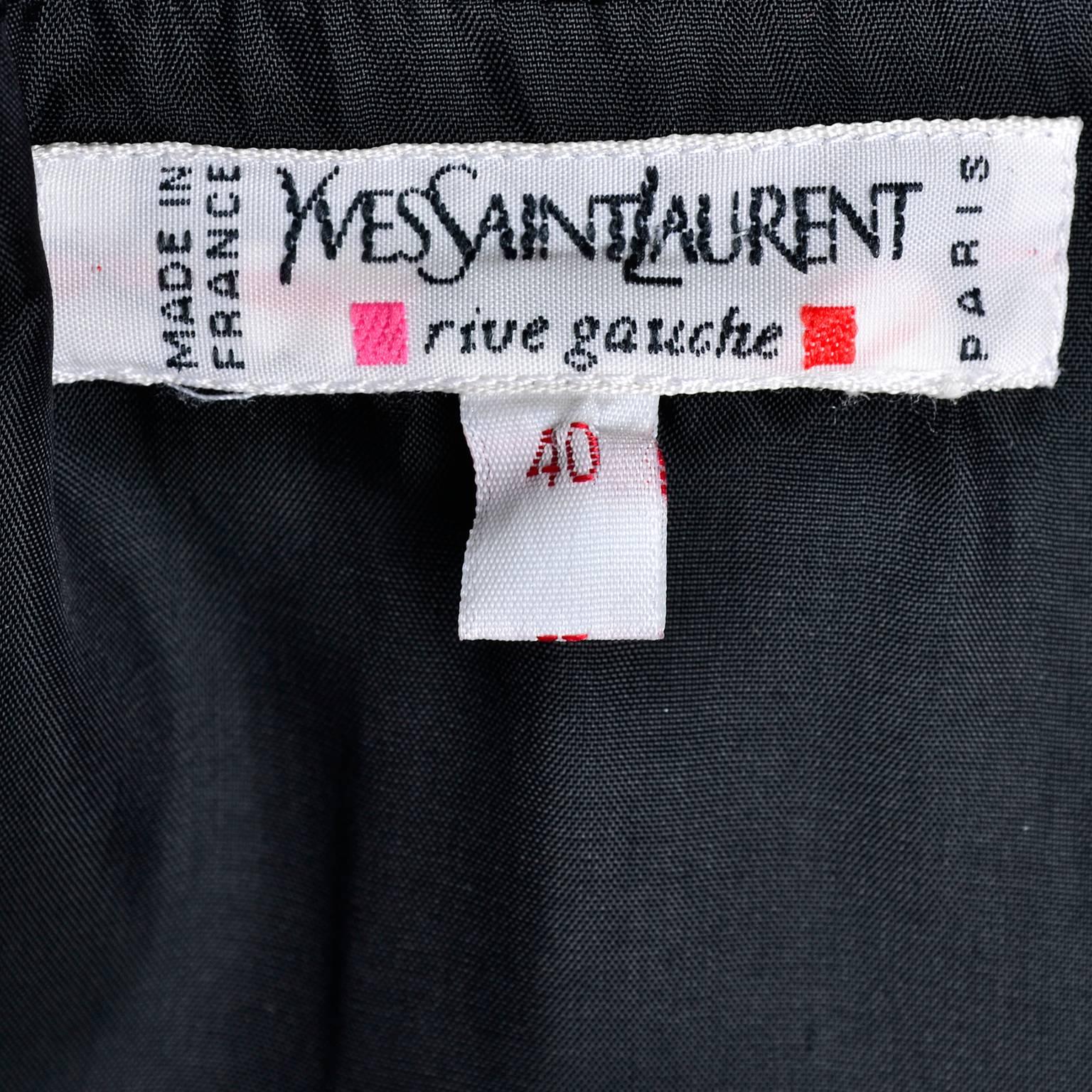 YSL Vintage Yves Saint Laurent Black Dress W/ Braided Soutache Trim 8/10 2