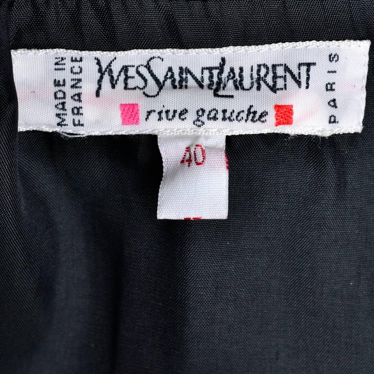YSL Vintage Yves Saint Laurent Black Dress W/ Braided Soutache Trim 8/ ...