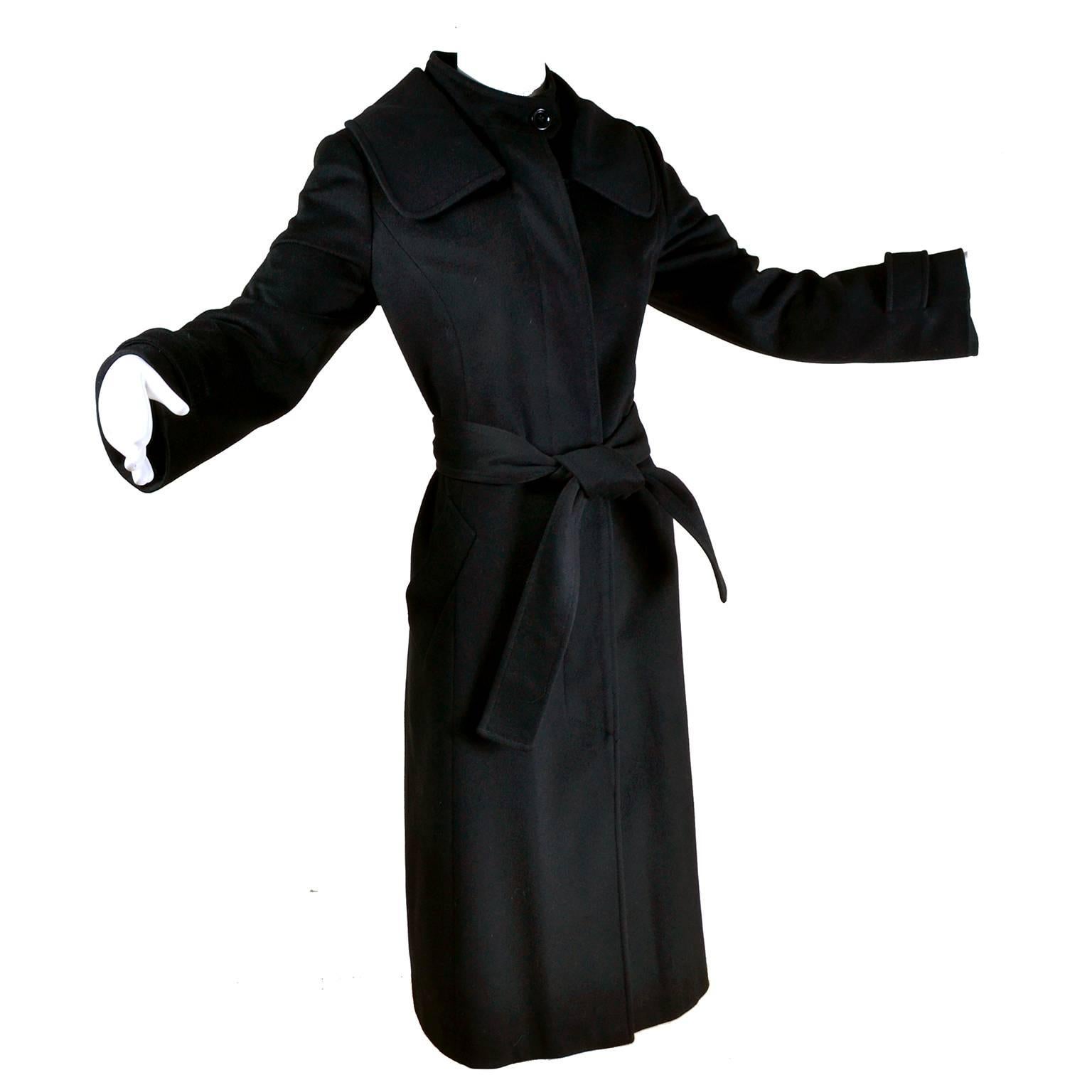 Dolce & Gabbana Vintage Black Cashmere & Wool Coat With Belt 8/10