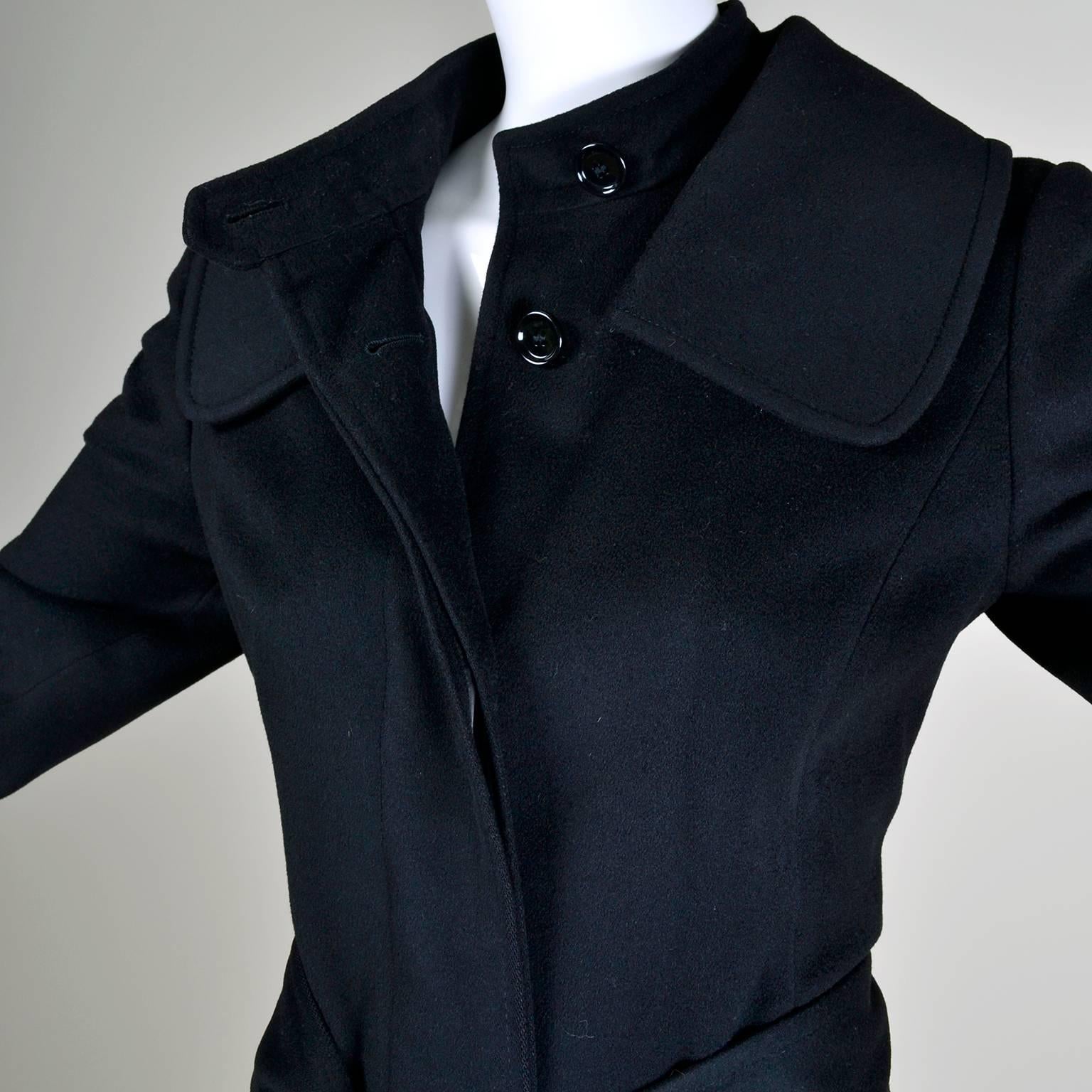 Dolce & Gabbana Vintage Black Cashmere & Wool Coat With Belt 8/10 2