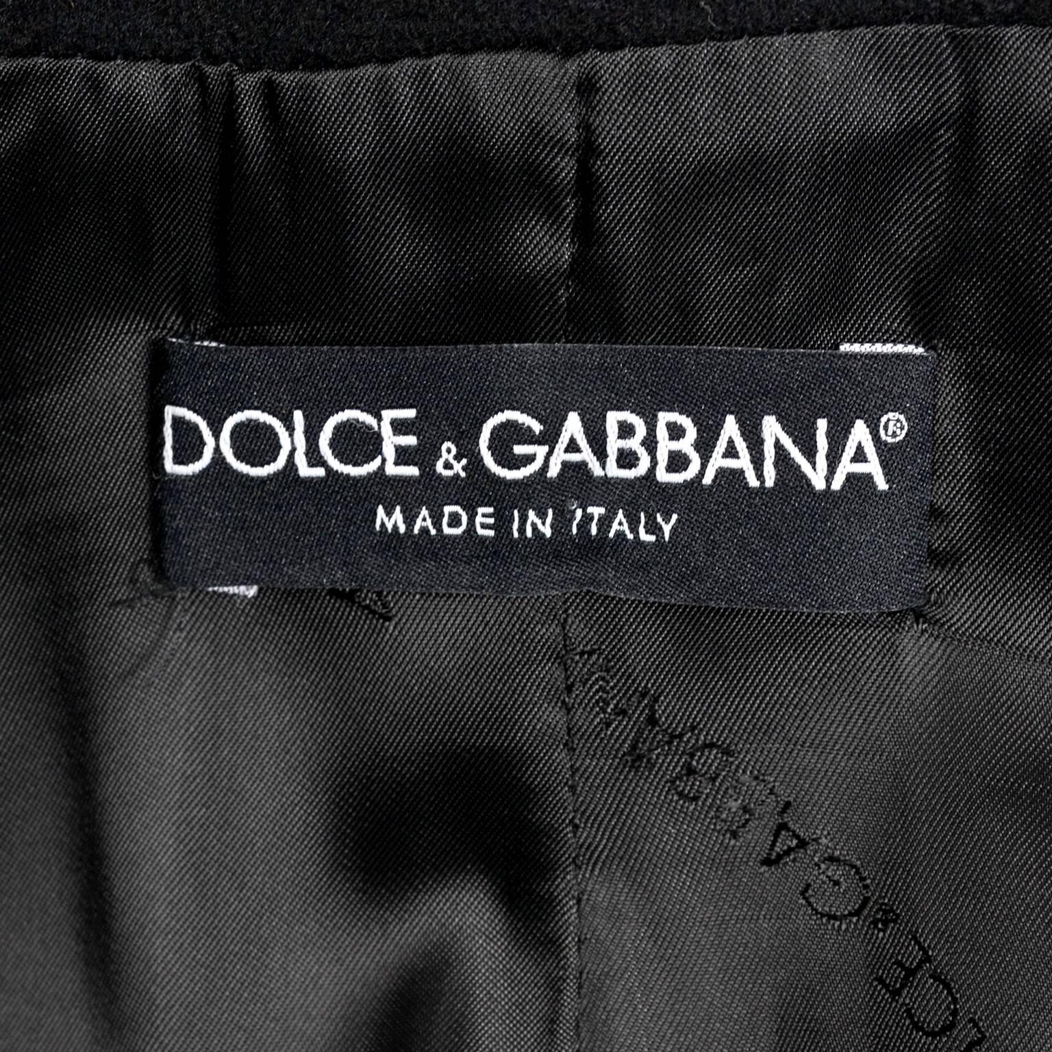 Dolce & Gabbana Vintage Black Cashmere & Wool Coat With Belt 8/10 3