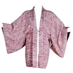 1930s Vintage Kimono Japanese Cherry Blossom Haori Jacket in Hand Dyed Silk