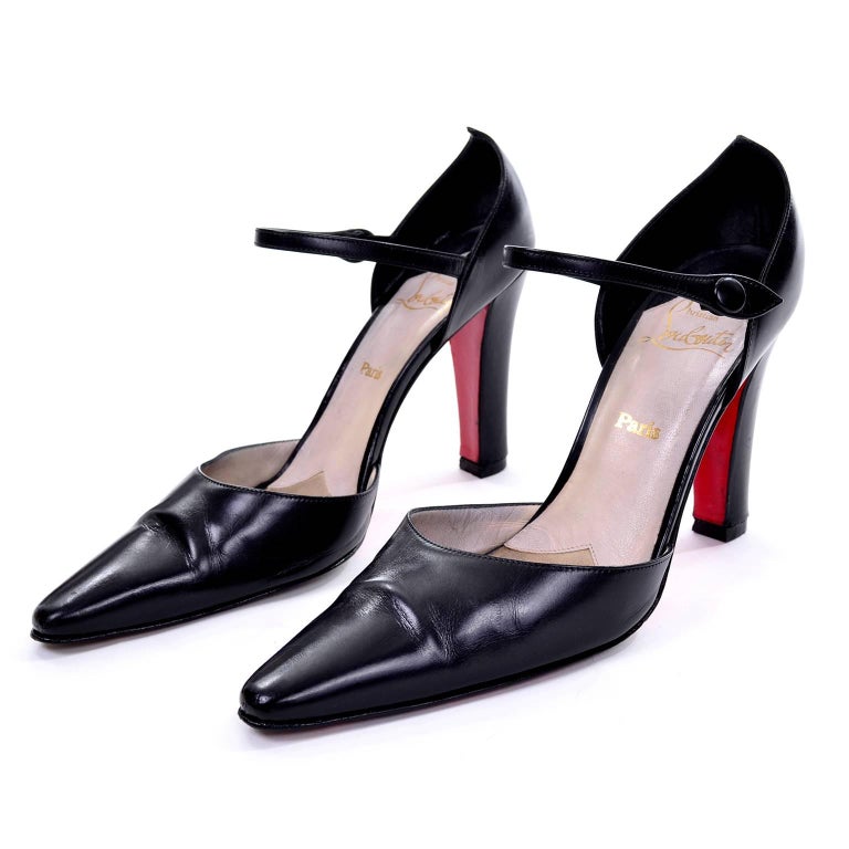Vintage Christian Louboutin Mulano Black Calf Leather Pumps w/ Red