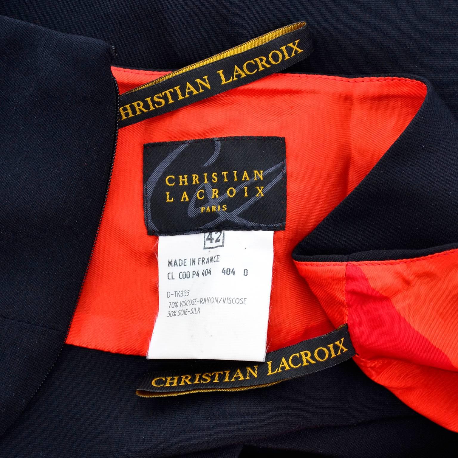 Christian Lacroix Vintage Black Silk & Rayon Skirt W/ Sequins & Appliques 10/12 3