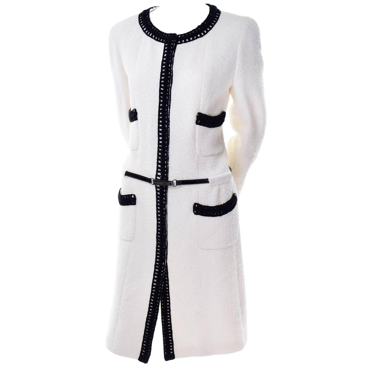 Chanel 2000 Documented White Tweed Coat Black Trim Kyoto Costume Institute 8/10