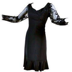 Margaretha Ley Escada Vintage Silk Little Black Dress with Beads and Sequins