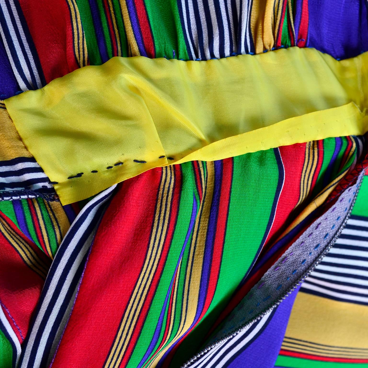 1982 Yves Saint Laurent YSL Documented Vintage Multi Colored Striped Silk Dress 4