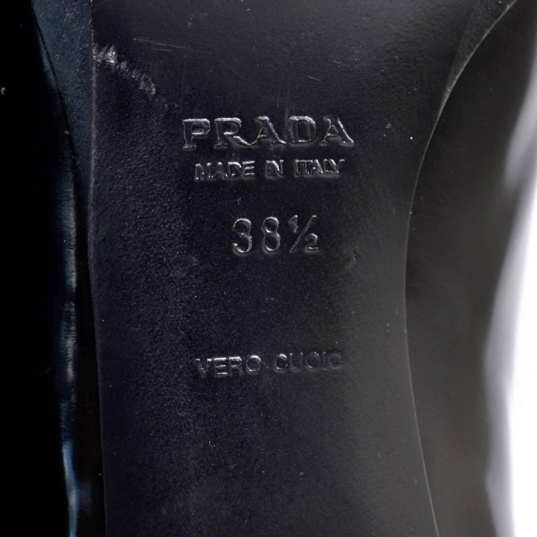 prada block heel leather loafers