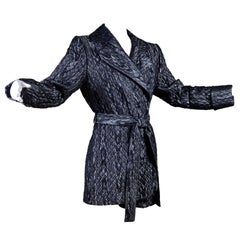 YSL Yves Saint Laurent Quilted Vintage Dark Silver Jacket Wool Silk Blend Sz 36 6