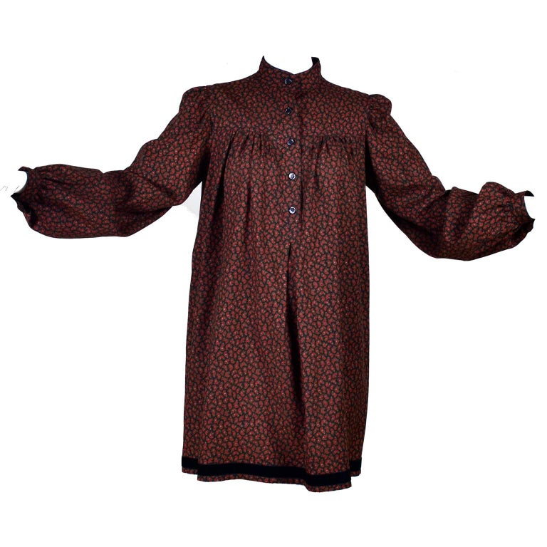YSL Yves Saint Laurent Vintage Paisley Russian Peasant Inspired Dress