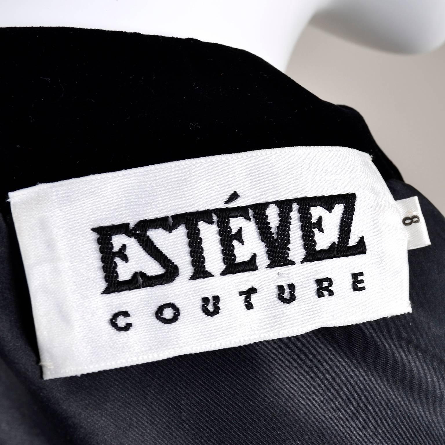 1980s Black Velvet Estevez Couture Evening Coat With Soutache Trim 2