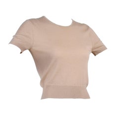 Alaia Cashmere Cropped Short Sleeve Tan Sweater Top