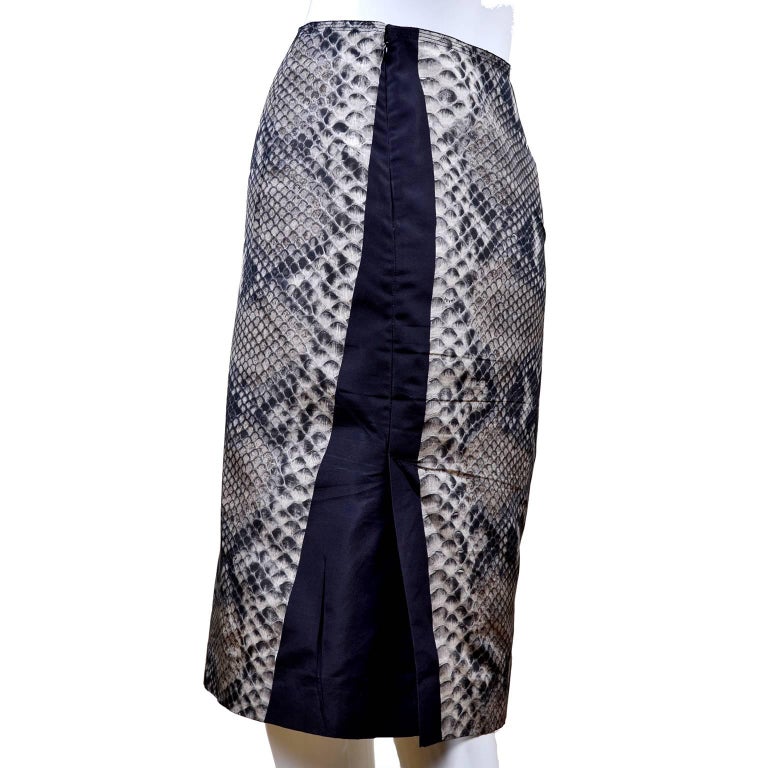 Prada Black and Ivory Snakeskin Print Silk Skirt Size 42 S/S 2009 For ...