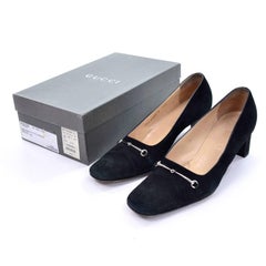 Vintage Horsebit Gucci Shoes in Black Suede Size 7.5 With Box